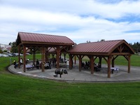 Distant picture of the shelter area of Crossroads Park